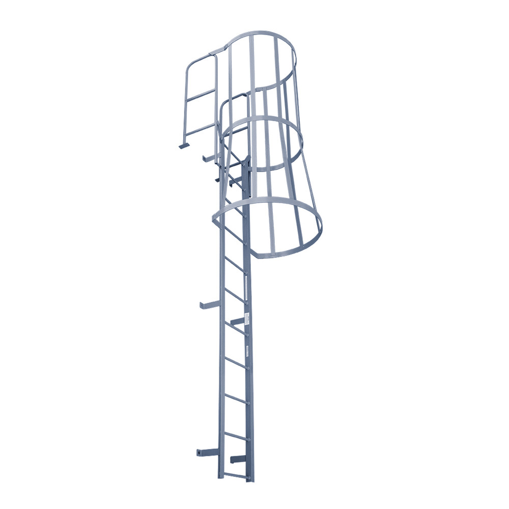Fixed Ladder w/ Walk-Thru Handrails & Safety Cages