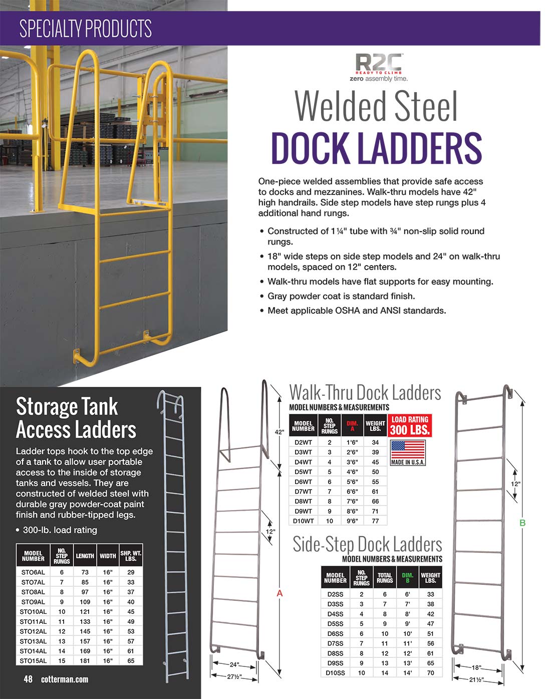 Cotterman Dock Ladders Technical Specs