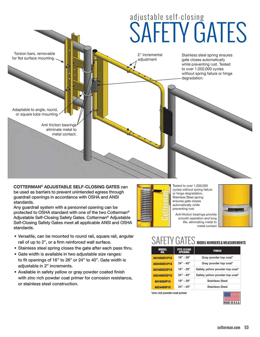 Cotterman Safety Gate Technical Specs
