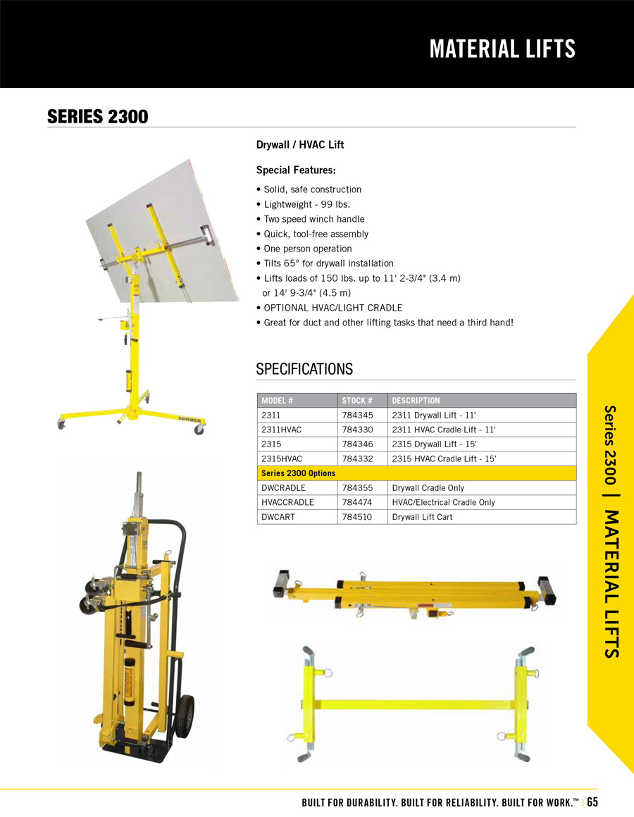 Sumner 2300 Lift Technical Specs