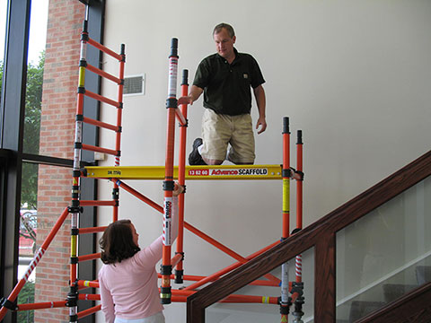 Fiberglass Scaffolding being assembled