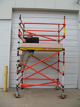 Climbing on Fiberglass Scaffolding