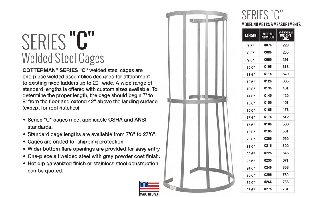 Cotterman Series C Fixed Cages Technical Specs