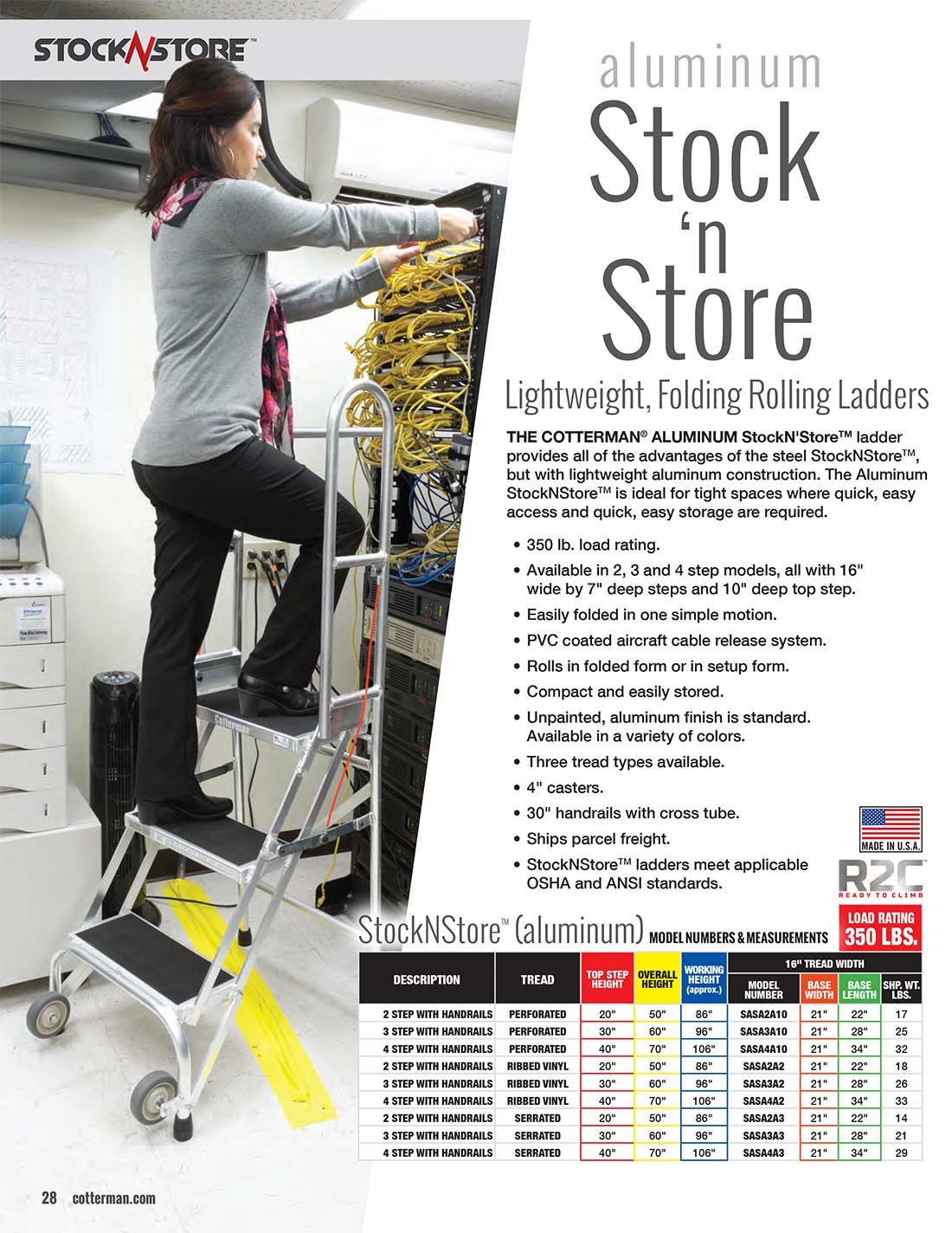 Cotterman Aluminum StockNStore Ladder Technical Specs