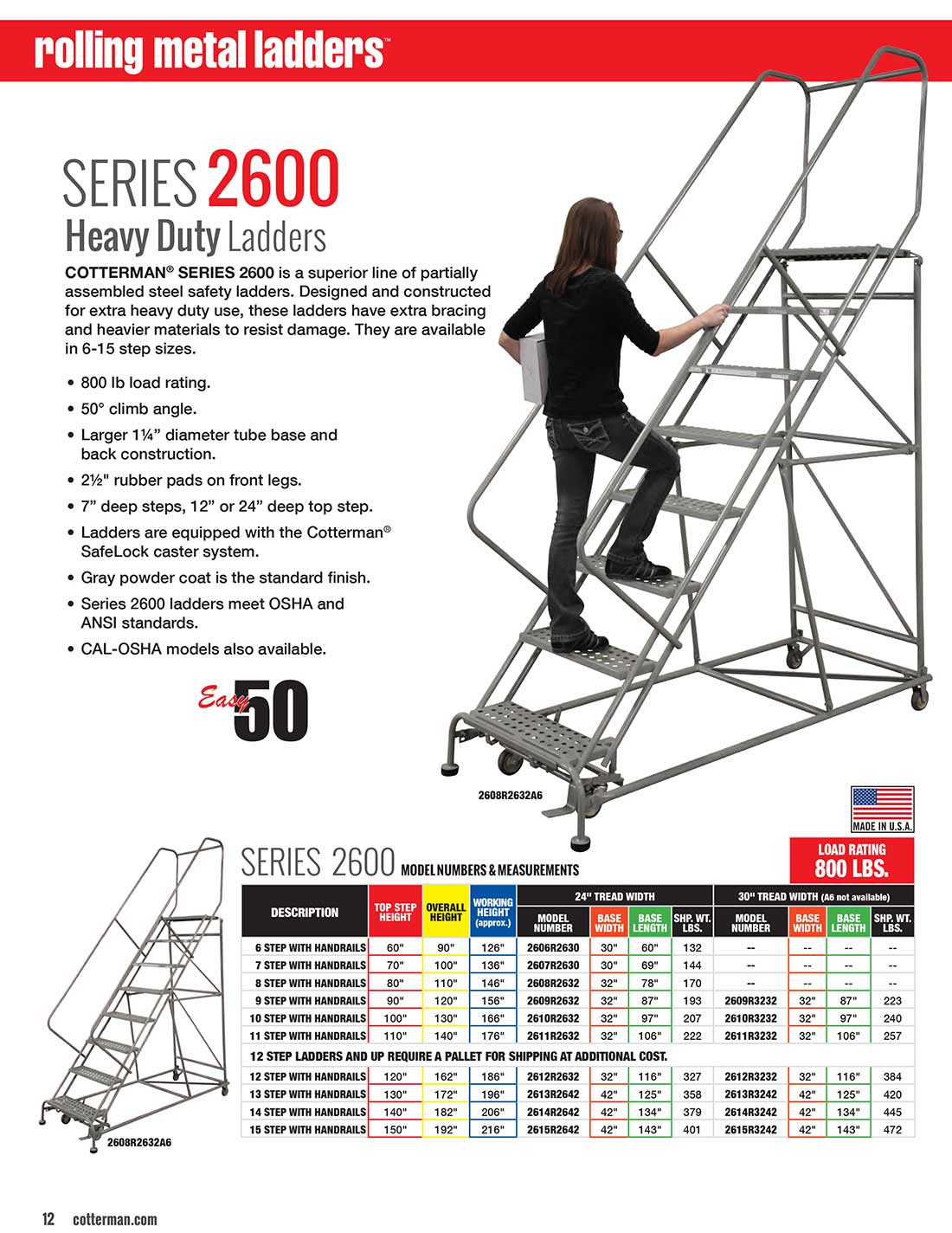 Cotterman Series 2600 Rolling Ladder Technical Specs