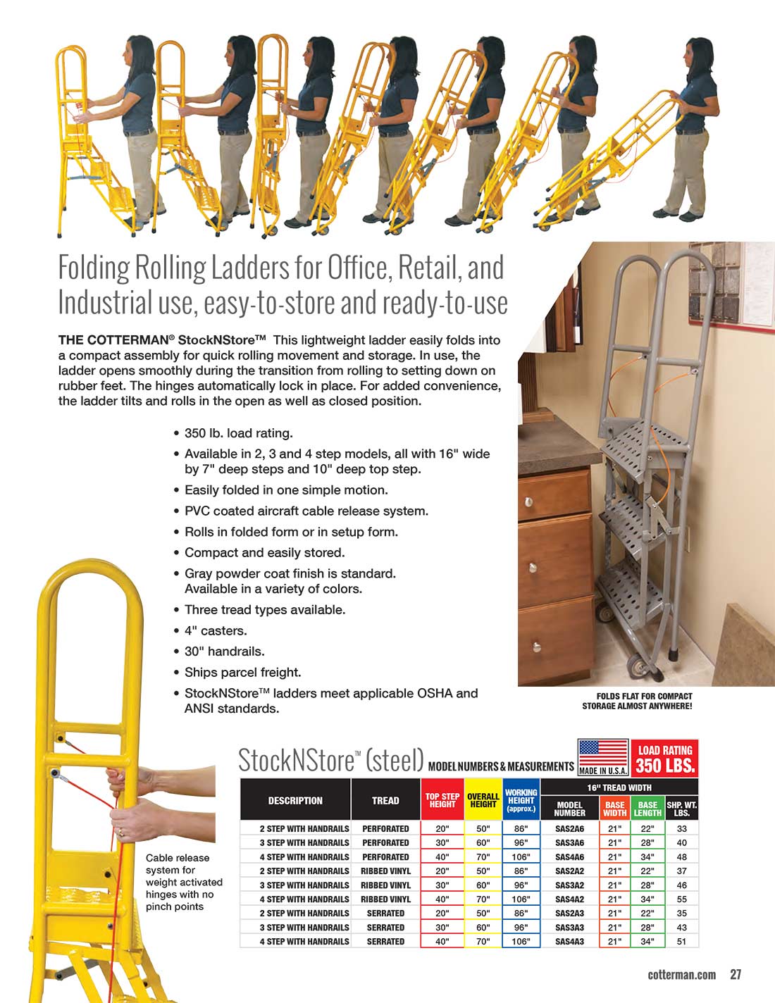 Cotterman Steel StockNStore Ladder Technical Specs