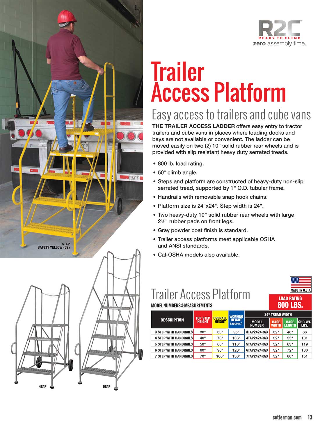 Cotterman Trailer Access Ladder Technical Specs