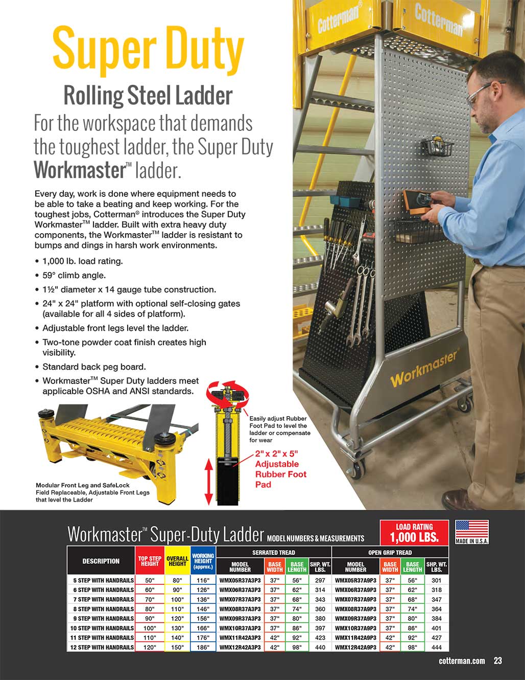 Cotterman Workmaster-SuperDuty-extendedinfo file & Product Information 