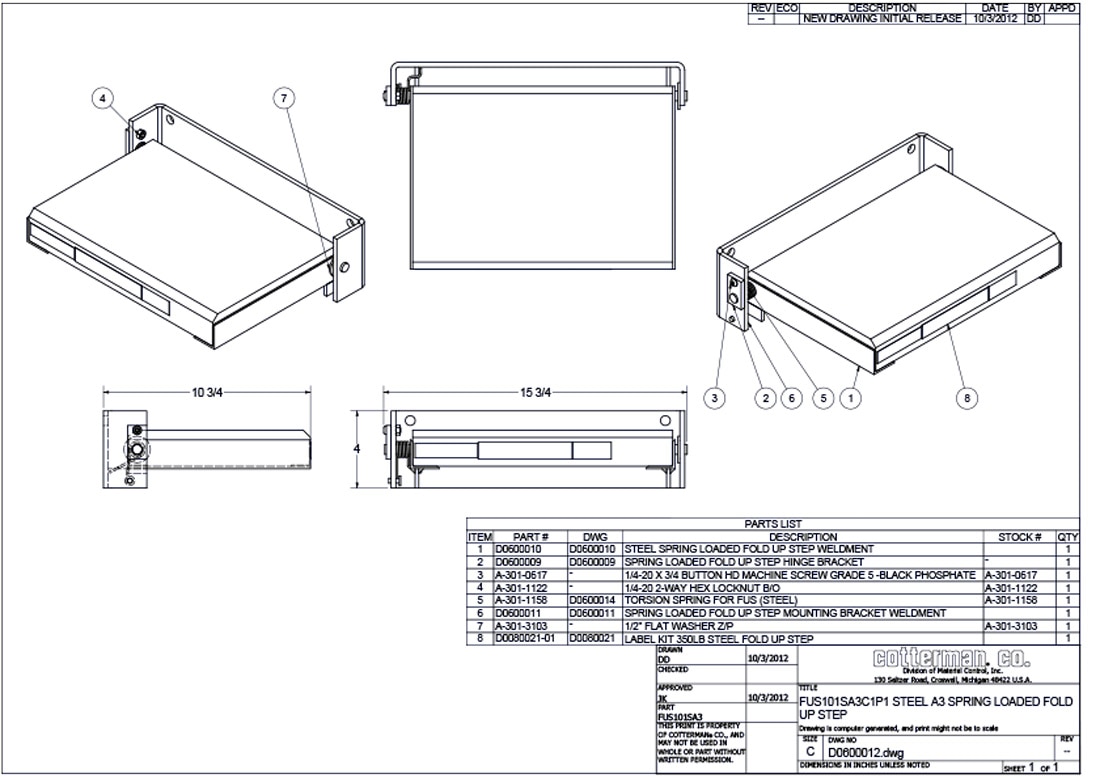 Cotterman Fold Up Step Measurements