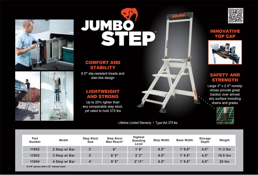 Little Giant Jumbo Step Ladder Technical Specifications