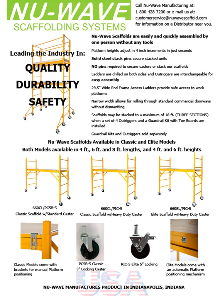 Nu-Wave Scaffold Unit Technical Specs