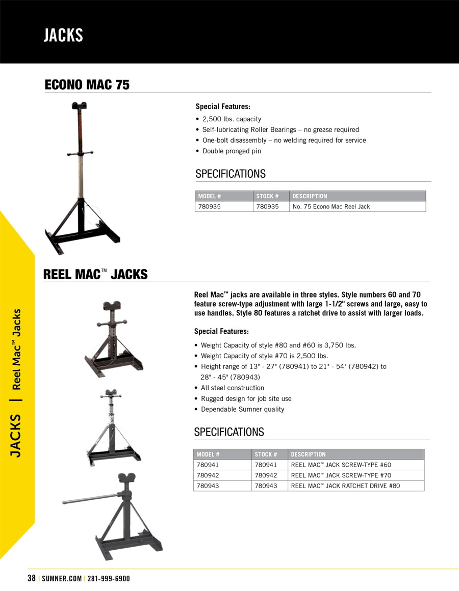 Sumner Reel Mac Technical Specs