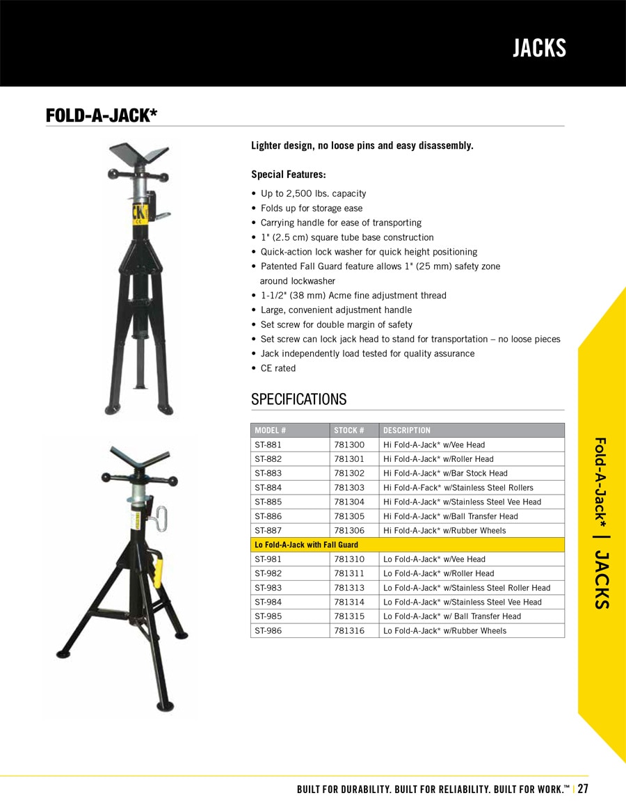 Sumner Fold-A-JackTechnical Specs