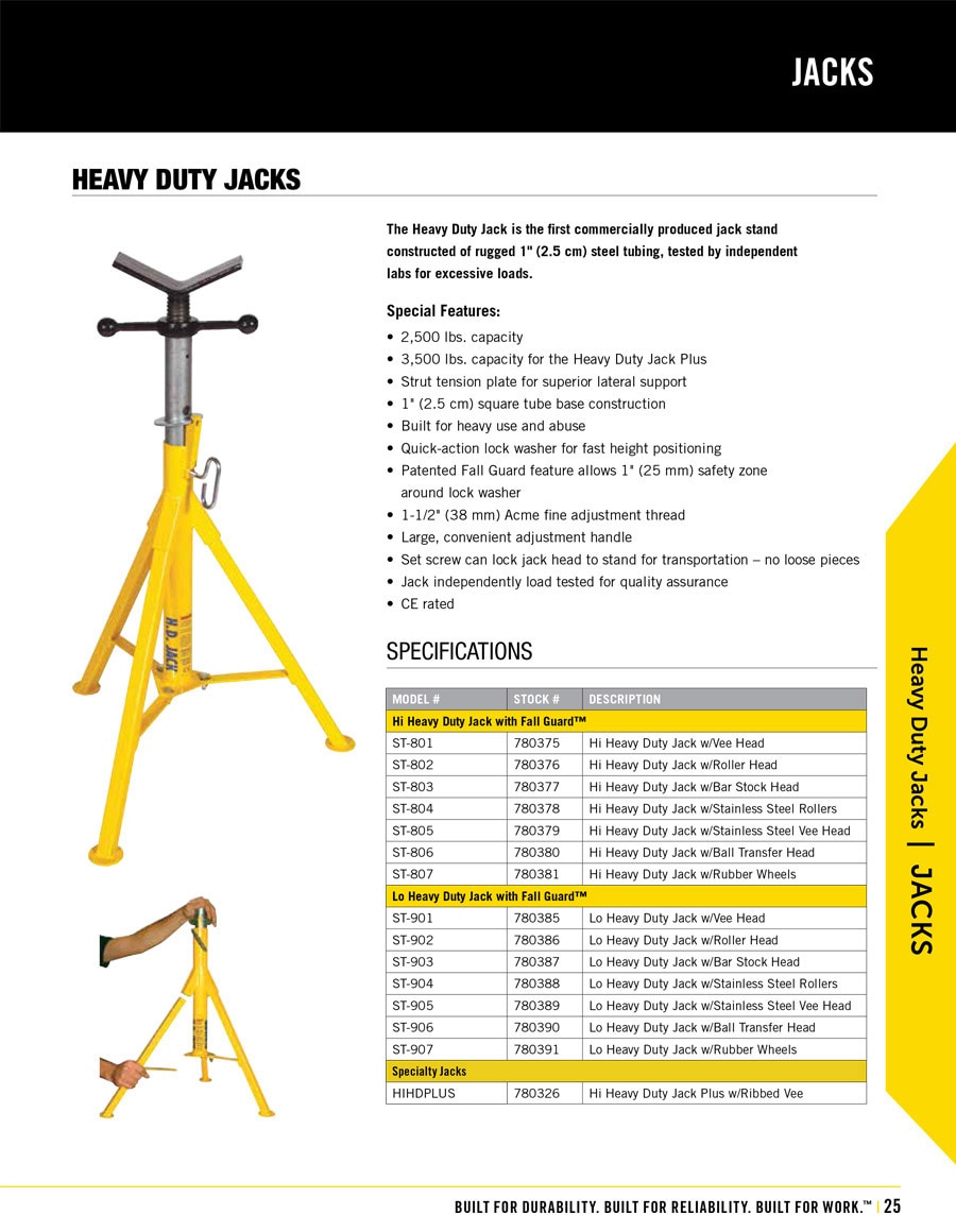 Sumner Heavy Duty Jack Technical Specs