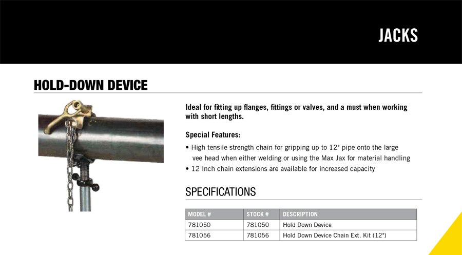 Sumner Hold Down Device Technical Specs