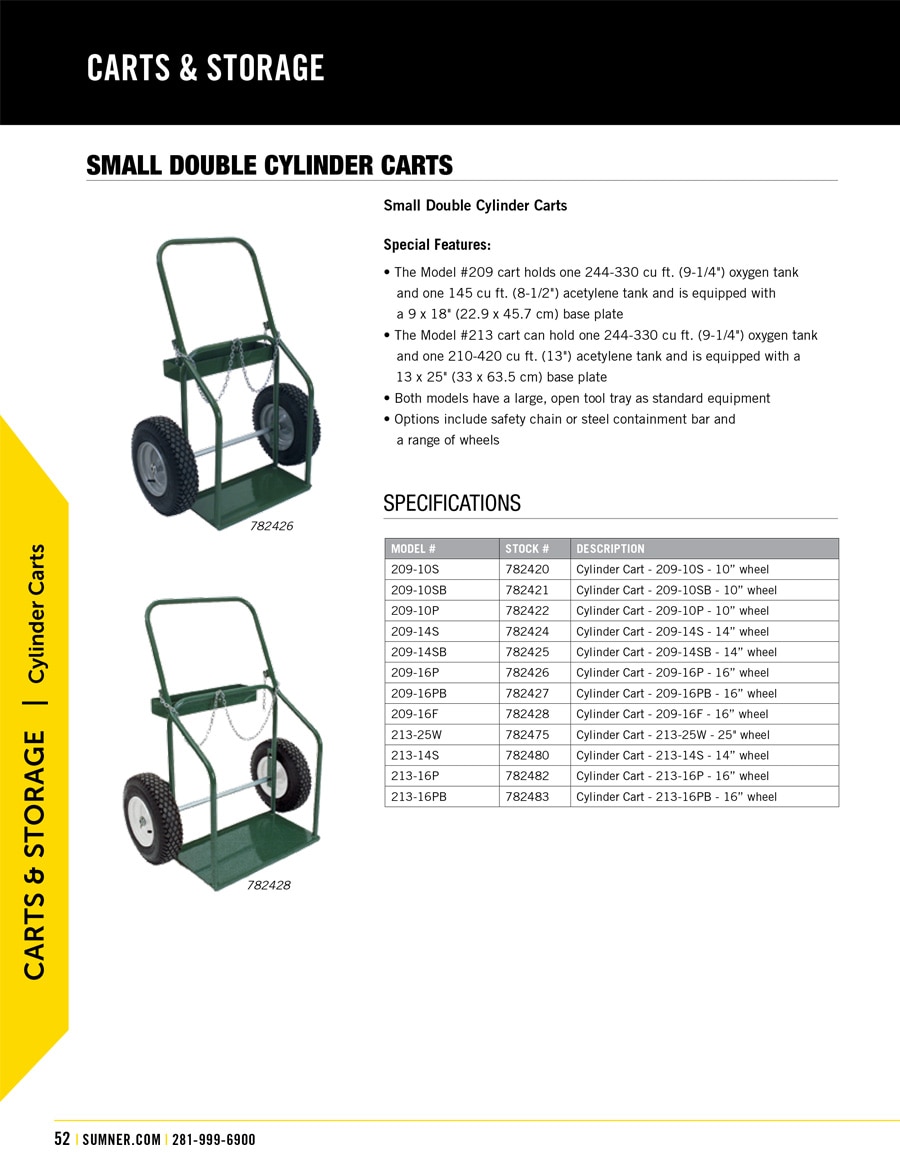 Sumner Small Double Cylinder Carts Technical Specs