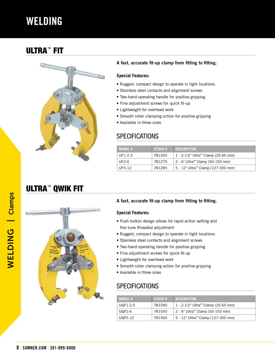 Sumner Ultra Fit Clamp Technical Specs