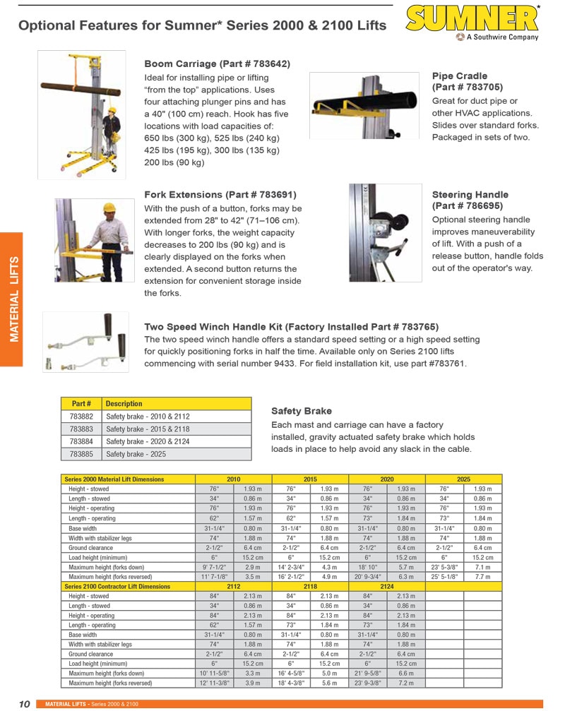 Sumner 2100 Series Contractor Lift
