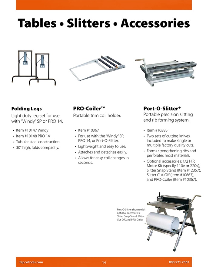  Tapco Pro-O-Slitter Technical Specs