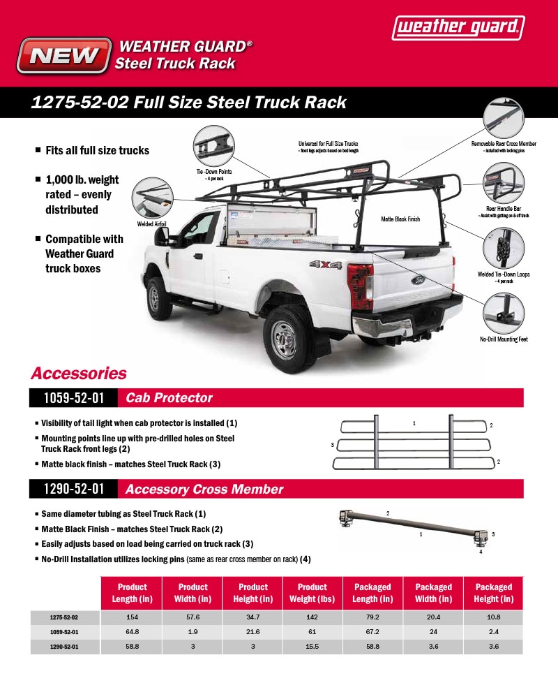 Weather Guard Full Size Steel Truck Racks