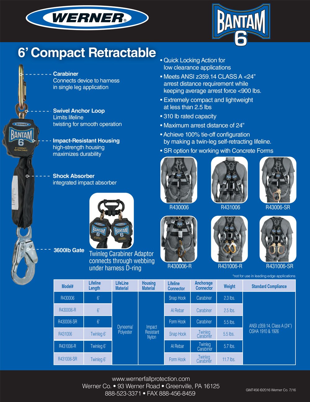 Werner Bantam Rectrable Tech Specs