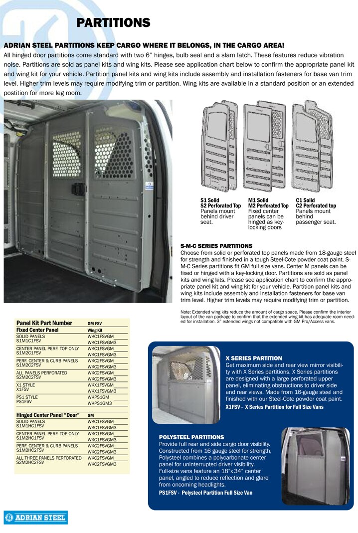 Adrian Steel Fixed Center Panel Bulkheads - Solid Panels 