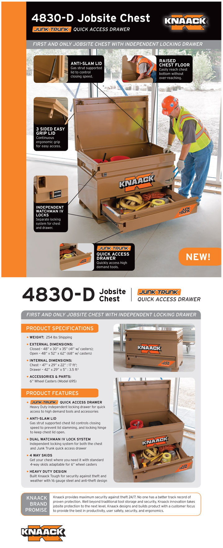 Knaack 4830-D Jobsite Chest with Quick Access Drawer