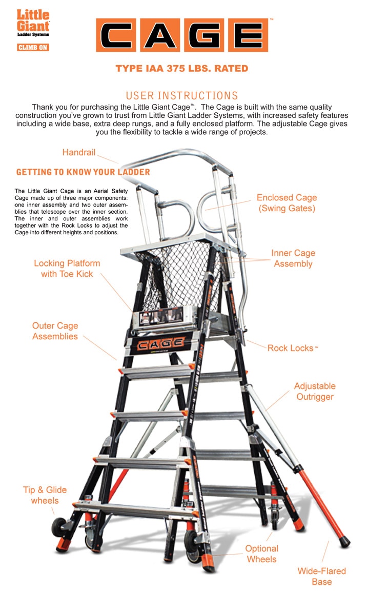 Little Giant Compact Cage Fiberglass Ladder