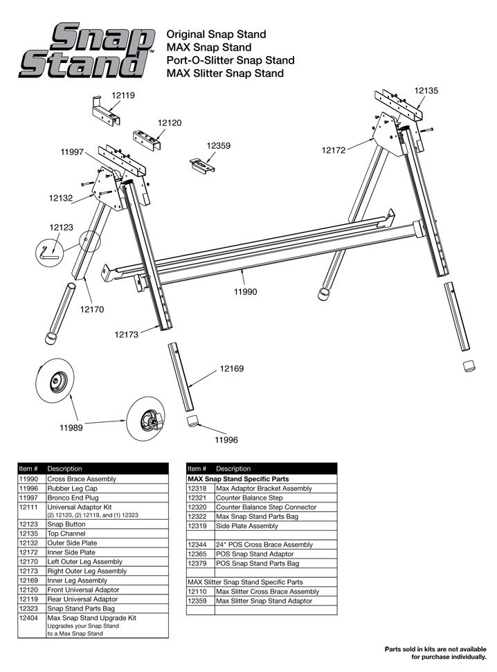Tapco Snap Stand Parts List
