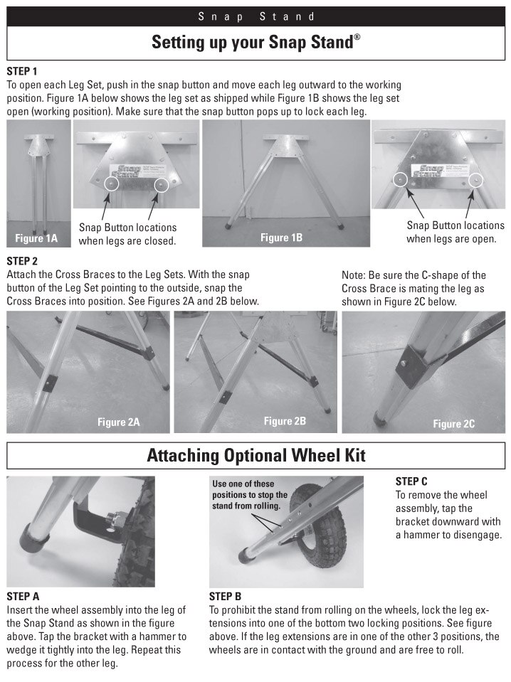 Tapco Snap Stand Wheel Kit User's Manual