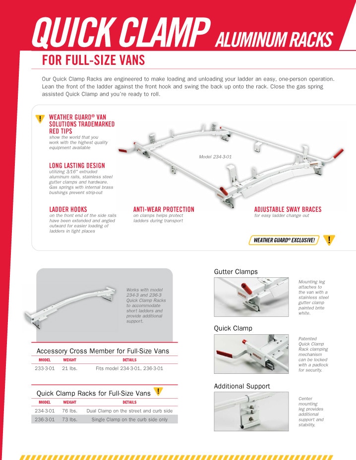 Weather Guard Quick Clamp Van Racks