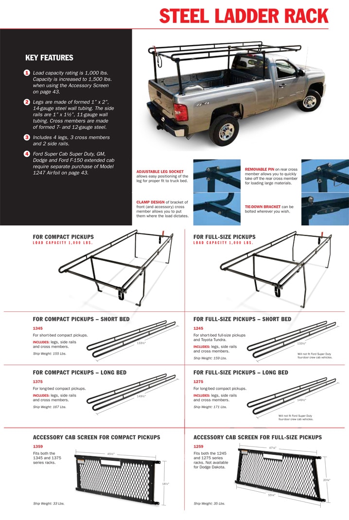 Weather Guard Truck Racks Steel Ladder Racks