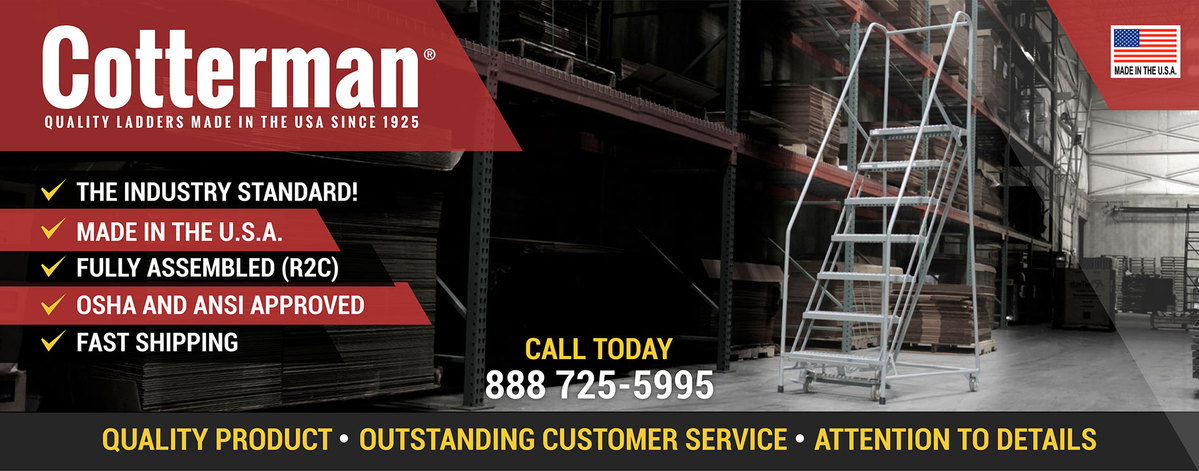 Cotterman Full Products lists made in U.S.A, fully assembled and OSHA and ANSI approved.